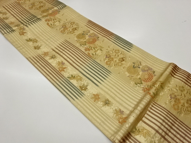 JAPANESE FUKURO OBI / WOVEN FLOWER ROUNDEL